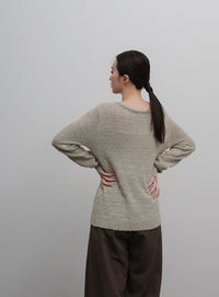 【Et】Tape Yarn Boat Neck Sheer Knit