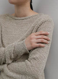 【Et】Tape Yarn Boat Neck Sheer Knit