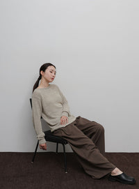 【Et】Tape Yarn Boat Neck Sheer Knit