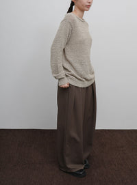 【Et】Tape Yarn Boat Neck Sheer Knit