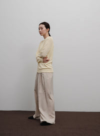 【Et】Tape Yarn Boat Neck Sheer Knit