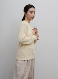 【Et】Tape Yarn Boat Neck Sheer Knit