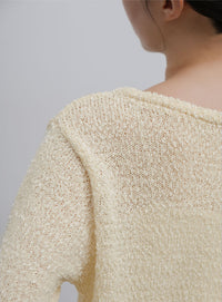 【Et】Tape Yarn Boat Neck Sheer Knit