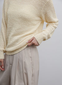 【Et】Tape Yarn Boat Neck Sheer Knit