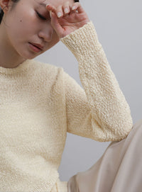 【Et】Tape Yarn Boat Neck Sheer Knit