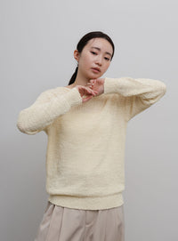 【Et】Tape Yarn Boat Neck Sheer Knit