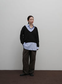 【Et】Minimal V-Neck Simple Tops