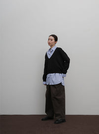 【Et】Minimal V-Neck Simple Tops