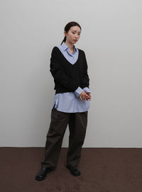 【Et】Minimal V-Neck Simple Tops