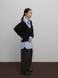 【Et】Minimal V-Neck Simple Tops
