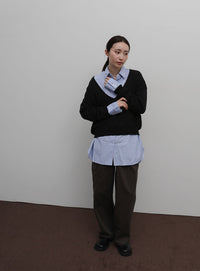 【Et】Minimal V-Neck Simple Tops