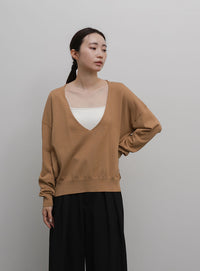 【Et】Minimal V-Neck Simple Tops