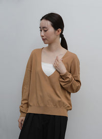 【Et】Minimal V-Neck Simple Tops