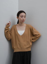 【Et】Minimal V-Neck Simple Tops