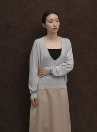 【Et】Minimal V-Neck Simple Tops