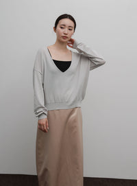 【Et】Minimal V-Neck Simple Tops