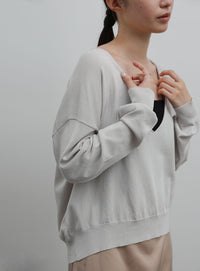 【Et】Minimal V-Neck Simple Tops