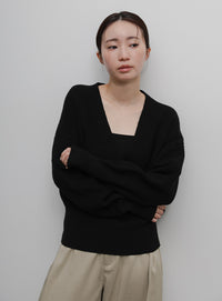 【Et】Wrap Knit Top