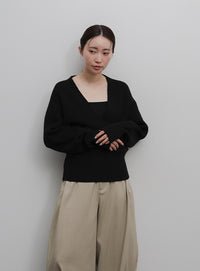 【Et】Wrap Knit Top