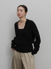 【Et】Wrap Knit Top