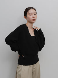 【Et】Wrap Knit Top