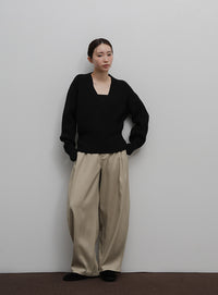 【Et】Wrap Knit Top