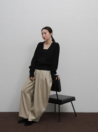 【Et】Wrap Knit Top