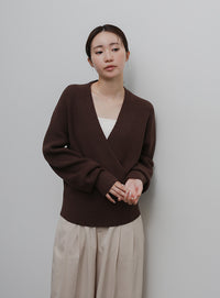 【Et】Wrap Knit Top