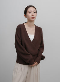 【Et】Wrap Knit Top