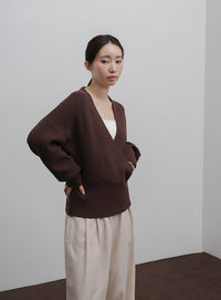 【Et】Wrap Knit Top