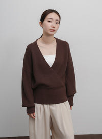 【Et】Wrap Knit Top
