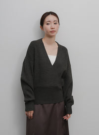 【Et】Wrap Knit Top
