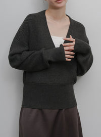 【Et】Wrap Knit Top