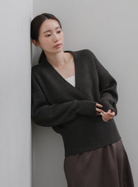 【Et】Wrap Knit Top