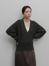 【Et】Wrap Knit Top