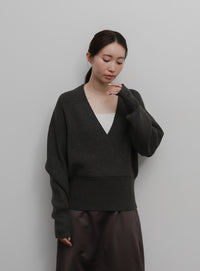【Et】Wrap Knit Top