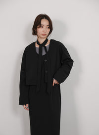 【Et】Cut Georgette One-Piece Dress Jacket Set