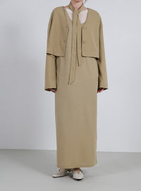 【Et】Cut Georgette One-Piece Dress Jacket Set