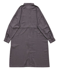 【Et】Linen-blend Waist Drawstring Shirt Dress