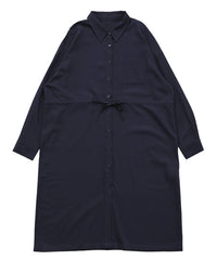 【Et】Linen-blend Waist Drawstring Shirt Dress