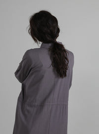 【Et】Linen-blend Waist Drawstring Shirt Dress