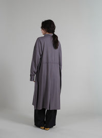 【Et】Linen-blend Waist Drawstring Shirt Dress