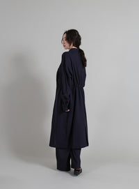 【Et】Linen-blend Waist Drawstring Shirt Dress