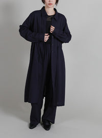 【Et】Linen-blend Waist Drawstring Shirt Dress