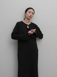 【Et】Botton Design Cut georgette I-line Onepiece