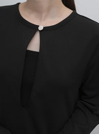 【Et】Botton Design Cut georgette I-line Onepiece