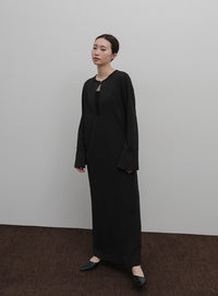 【Et】Botton Design Cut georgette I-line Onepiece