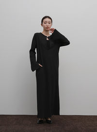 【Et】Botton Design Cut georgette I-line Onepiece