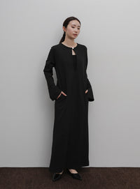 【Et】Botton Design Cut georgette I-line Onepiece
