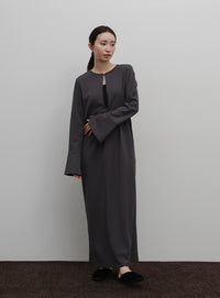 【Et】Botton Design Cut georgette I-line Onepiece